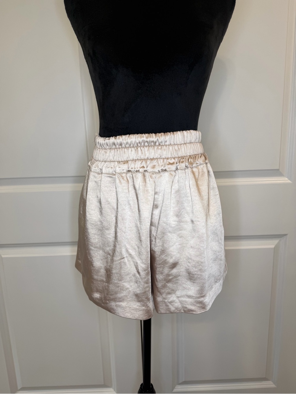 Generation Love Satin High-Waist Elastic Shorts - Champagne